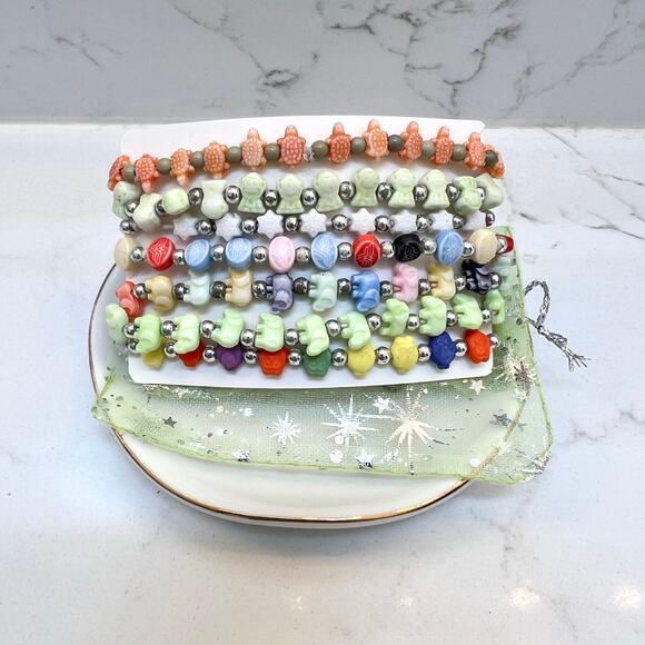 7 mini beaded stretch bracelets stacking bracelets - Picture 2 of 7